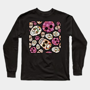 Mexican skulls in comic version Long Sleeve T-Shirt